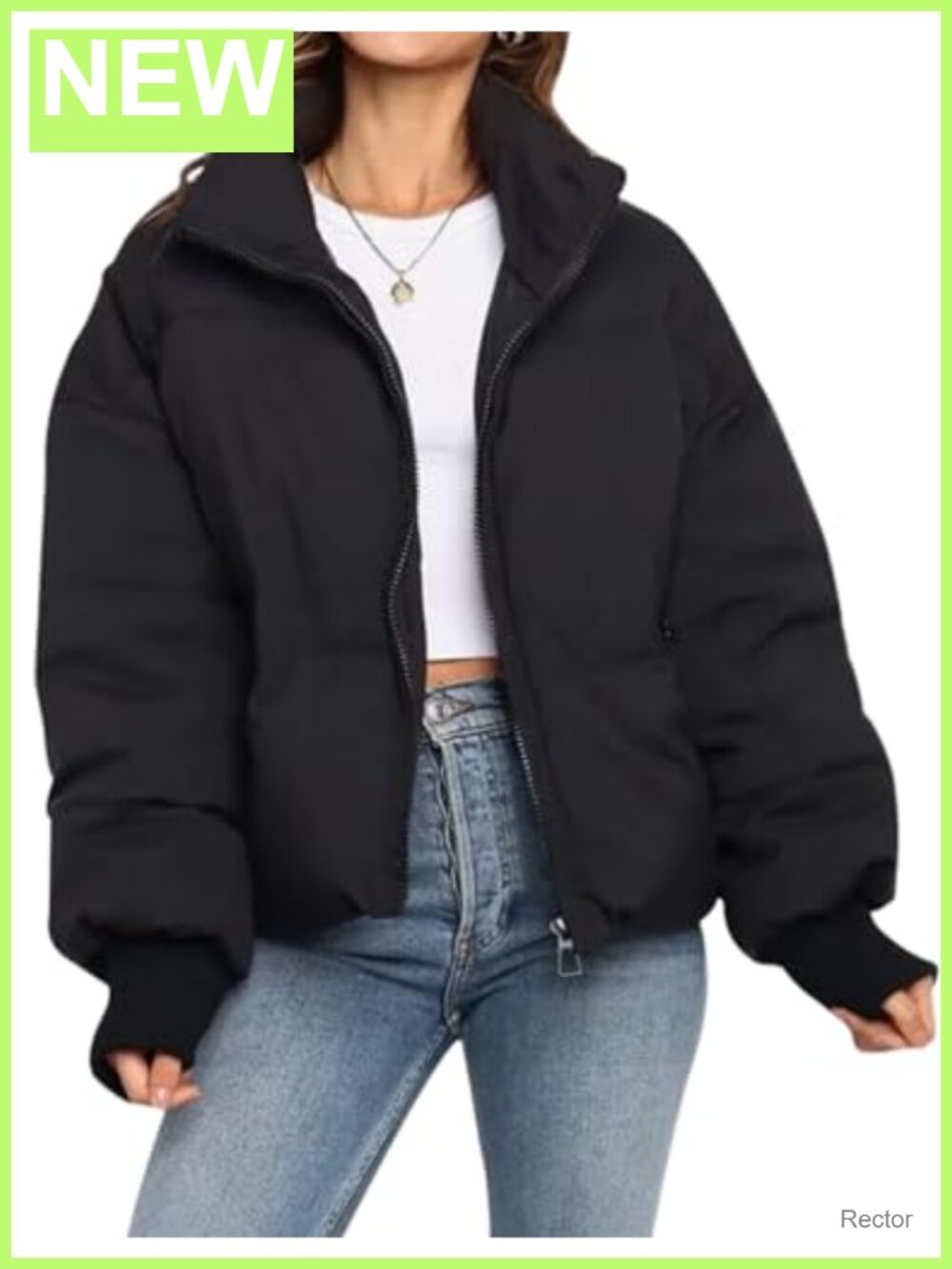 Women's Cropped Puffer Jacket Waterproof Quilted Zip Winter Coat